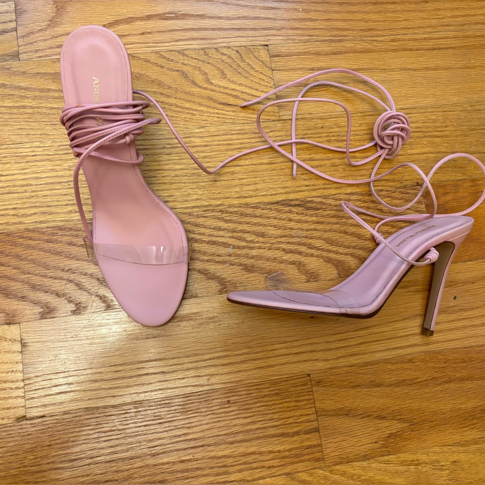 Andrea Wazen Ankle Tie Stiletto Sandals 105mm